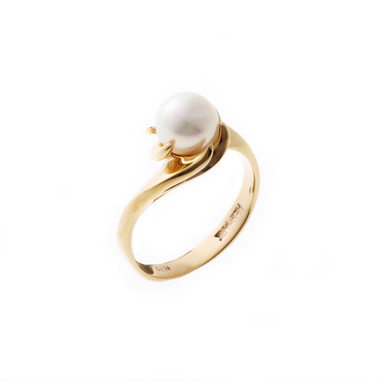 8 Karat guldring klo med kulturperle