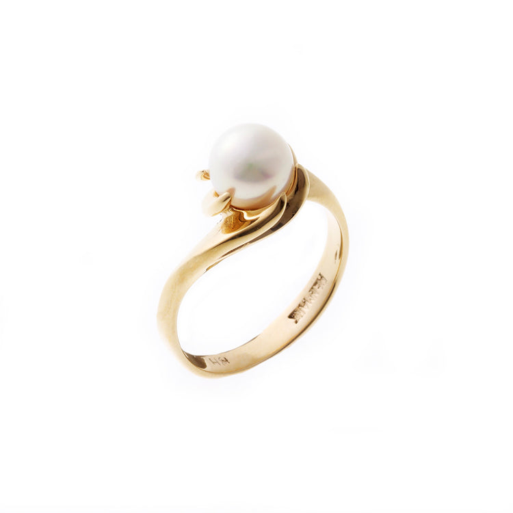 8 Karat guldring klo med kulturperle