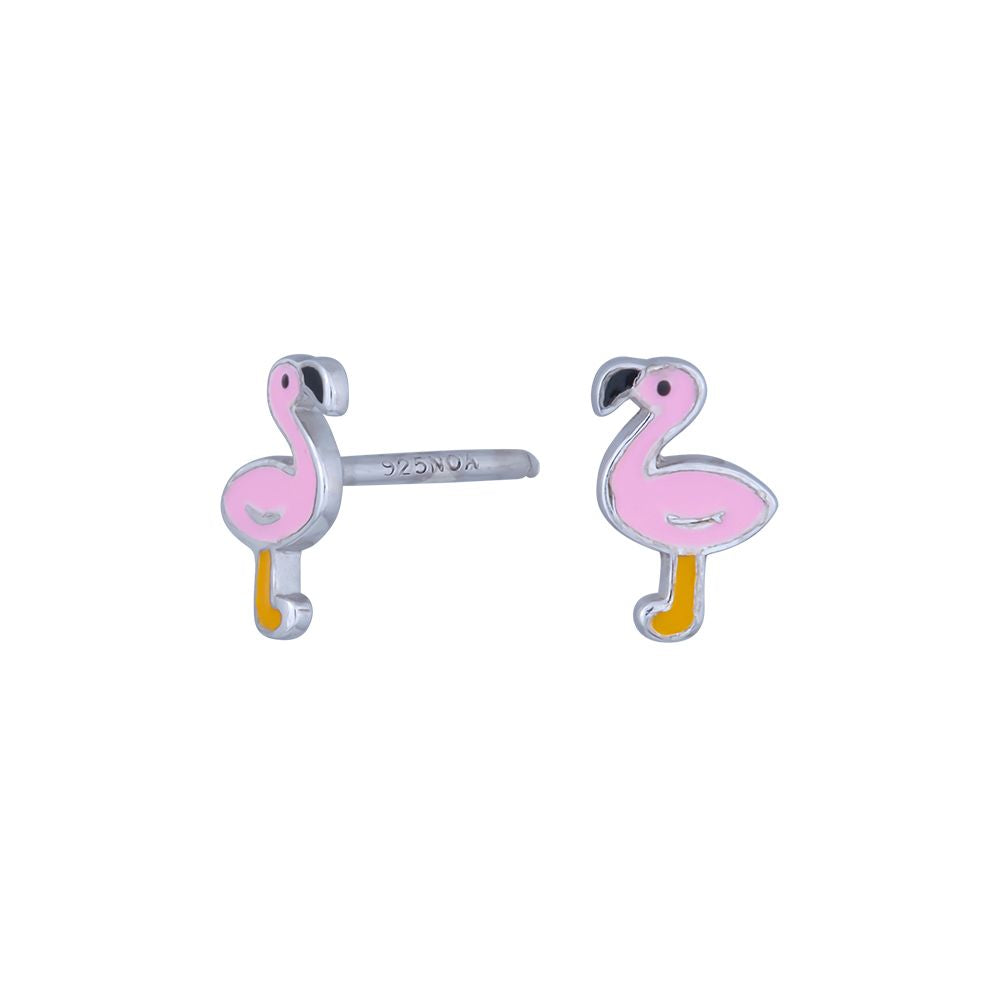 Nordahl - Flamingo m. emalje Rhod. Sølv ørestikker