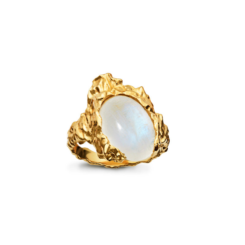 Maanesten - Gudinde Moonstone Ring st. 51 Forgyldt 