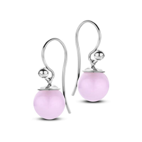 Figaro Ørehænger 9mm pink Sølv CZ Spirit Icons