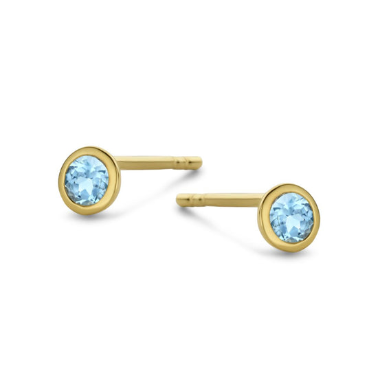 14K Ørestikker Swiss Blue Topas