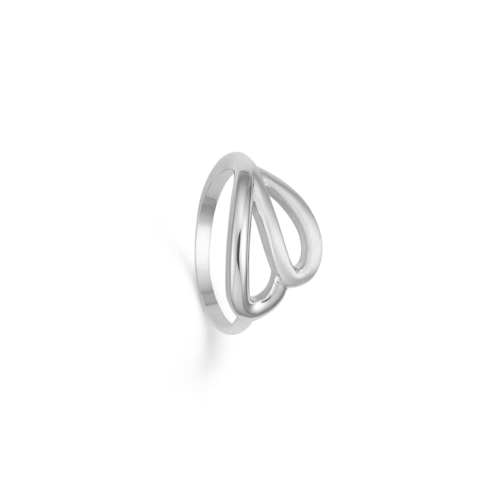 Randers Sølv - Hjerte ring mat/blank st. 56 