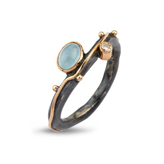 By Birdie - Louise Aquamarine Ring st. 57 0,05B