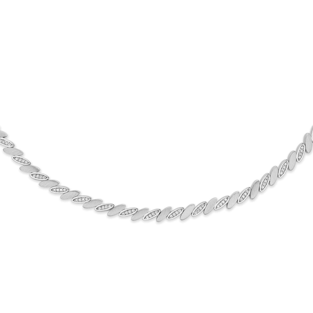 Randers Sølv - Collier mat led/blank led m.zirkoner 45cm.
