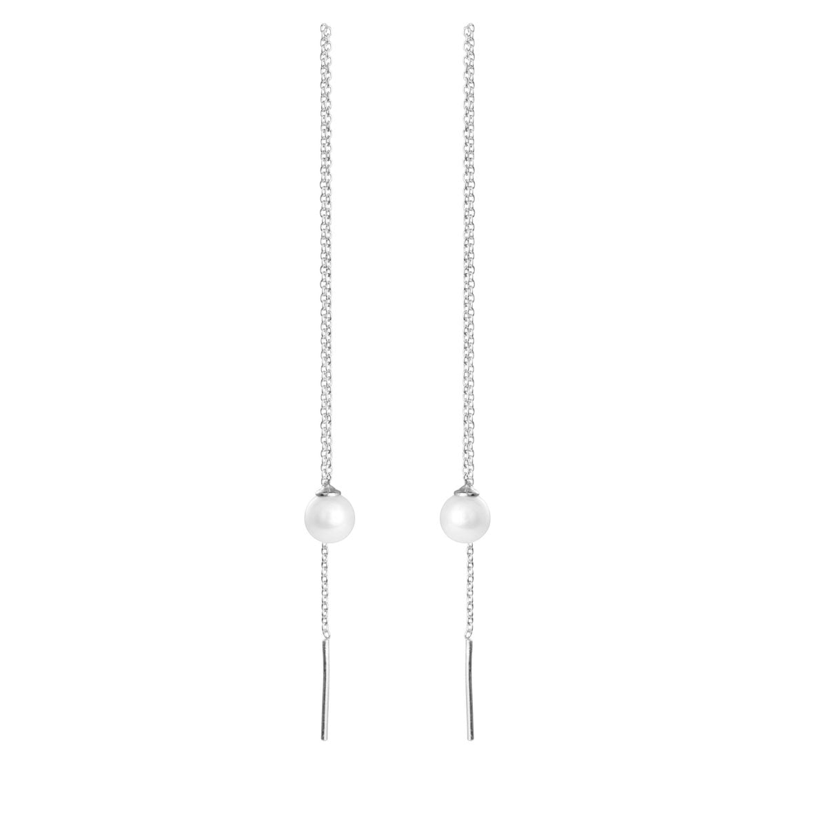 Susanne Friis Bjørner - Ørekæde, sølv, rund 6-6½ mm ferskvandsperle