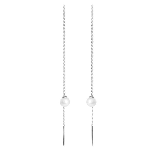 Susanne Friis Bjørner - Ørekæde, sølv, rund 6-6½ mm ferskvandsperle