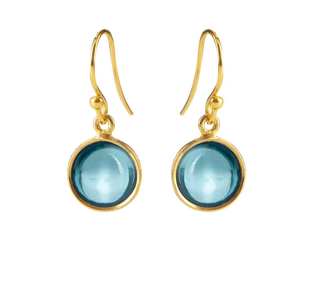 Susanne Friis Bjørner - Ørehænger forgyldt 10mm London Blue