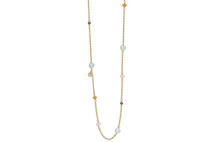 Rabinovich - Minetta Collier forgyldt  Calcedon, Rosenkvarts, Karneol, Granat, Zirkonia