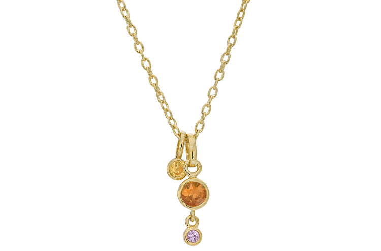 Rabinovich - 14K Vedhæng sølvforgyldt kæde, orange gul, pink safir
