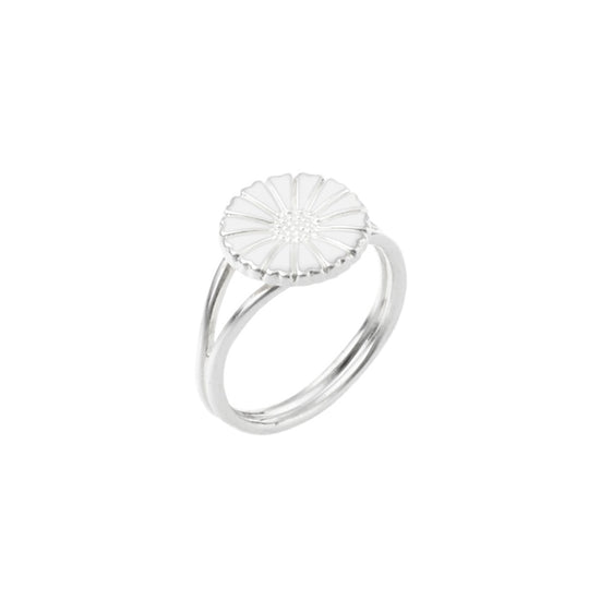 Marguerit ring 11mm. St.49 Sølv med hvid emalje