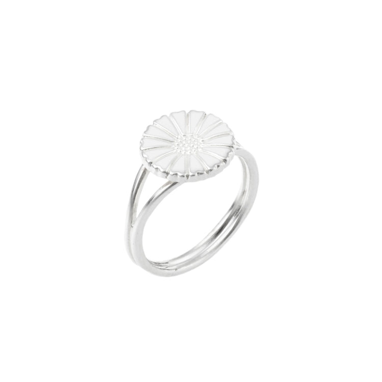 Marguerit ring 11mm. St.52 Sølv med hvid emalje