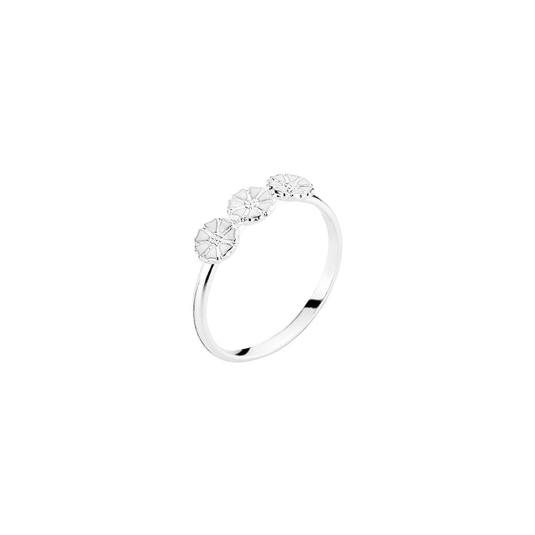 Marguerit ring 3x5mm. St.51 Sølv med hvid emalje