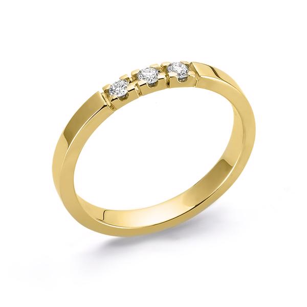 Nuran - 8kt. Alliance Ring Rødguld 3x0,02ct. W-si kantet Str. 56