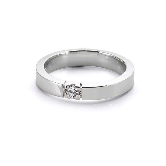 Nuran - 9Kt. Alliance Ring Hvidguld 1x0,04ct. W-SI Kantet Str. 55