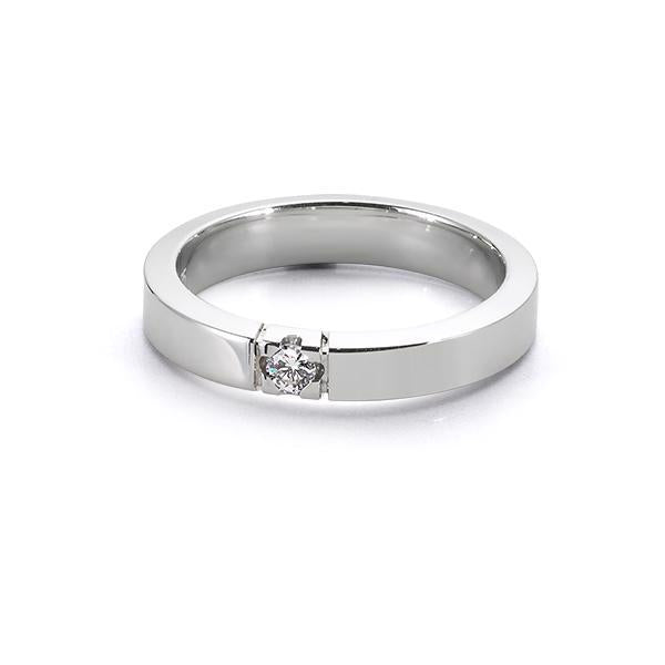 Nuran - 9Kt. Alliance Ring Hvidguld 1x0,04ct. W-SI Kantet Str. 55