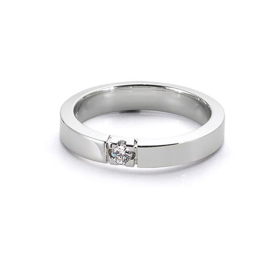 Nuran - 9Kt. Alliance Ring Hvidguld 1x0,07ct. W-SI Kantet Str. 54