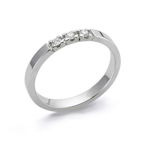 Nuran - 9Kt. Alliance Ring Hvidguld 3x0,07ct. W-SI Kantet Str. 54