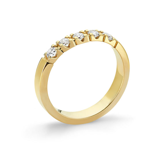 Nuran - 8Kt. Alliance Ring Rødguld 5x0,07ct. W-SI Kantet str. 55