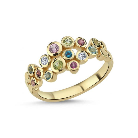 14kt. BUBBLES ring 0,06ct.W-si topas safir peridot