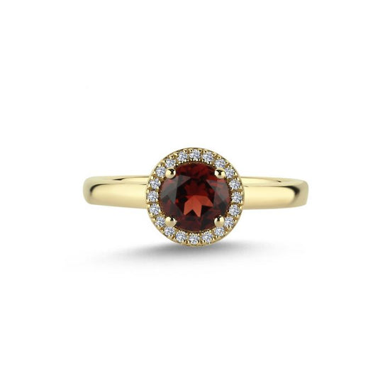 14kt GRACE Ring 0,10ct. W-si Granat 6mm - Nuran