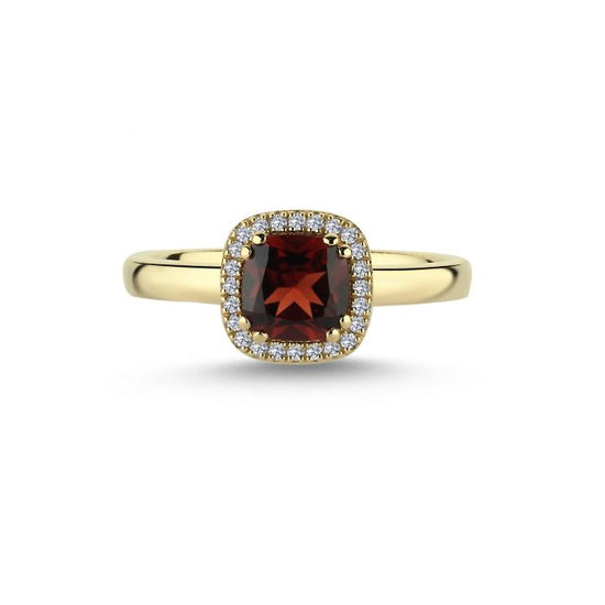 14kt. GRACE Ring Røg Topaz 6mm + 0,12ct.W-si